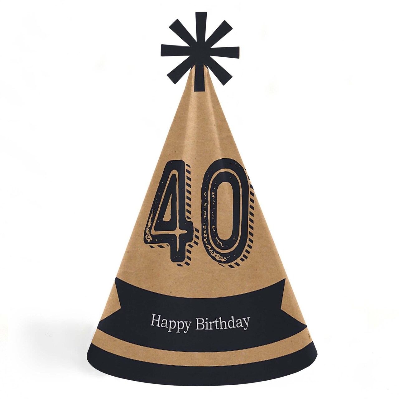 Big Dot of Happiness 40th Milestone Birthday - Cone Happy Birthday Party Hats for Adults - Set of 8 (Standard Size)